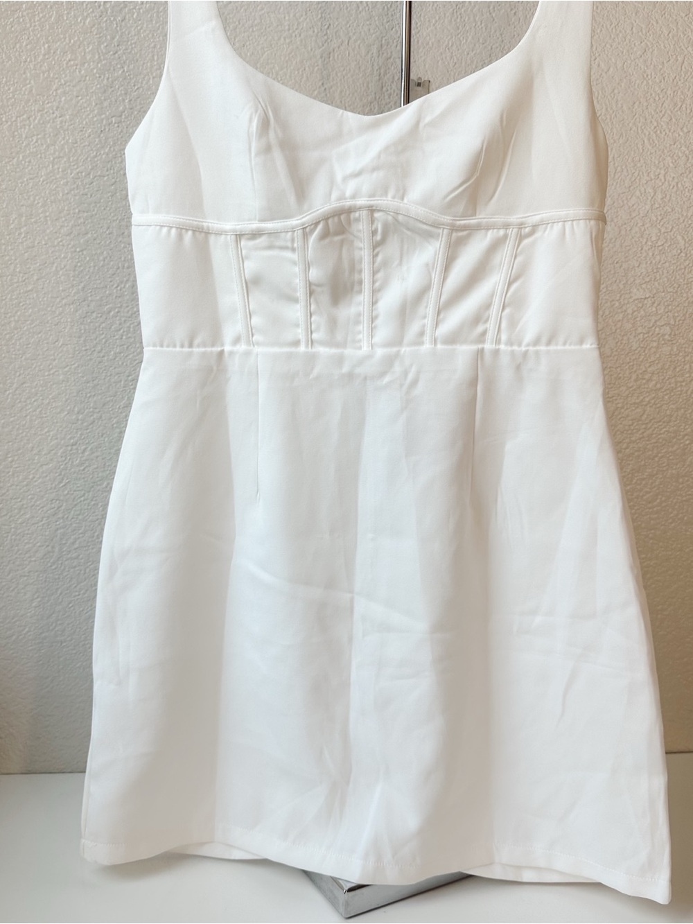 Princess Polly White Sleeveless Mini Dress with Corset Seams